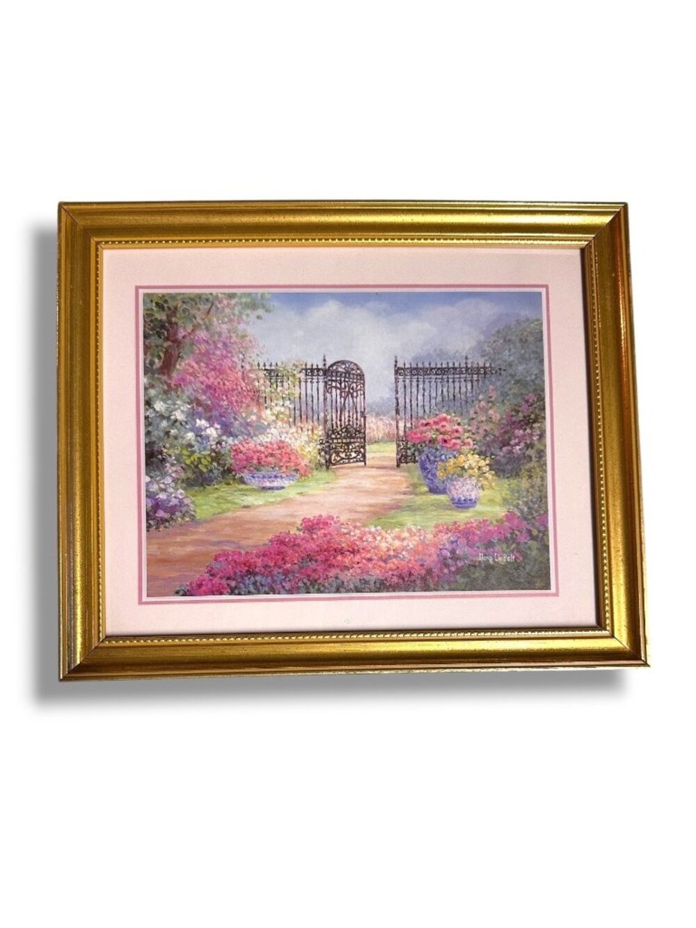 "The Open Gate" By Nora DeBolt Framed Lithograph 1992 Arthur A. Kaplan Co. Gold